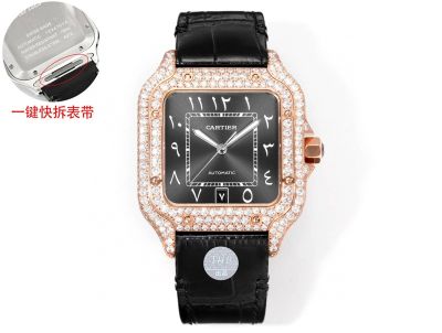 THB Factory Cartier Santos Middle East Version Tape Rose gold steel case with White diamonds diameter 39.8mm watch